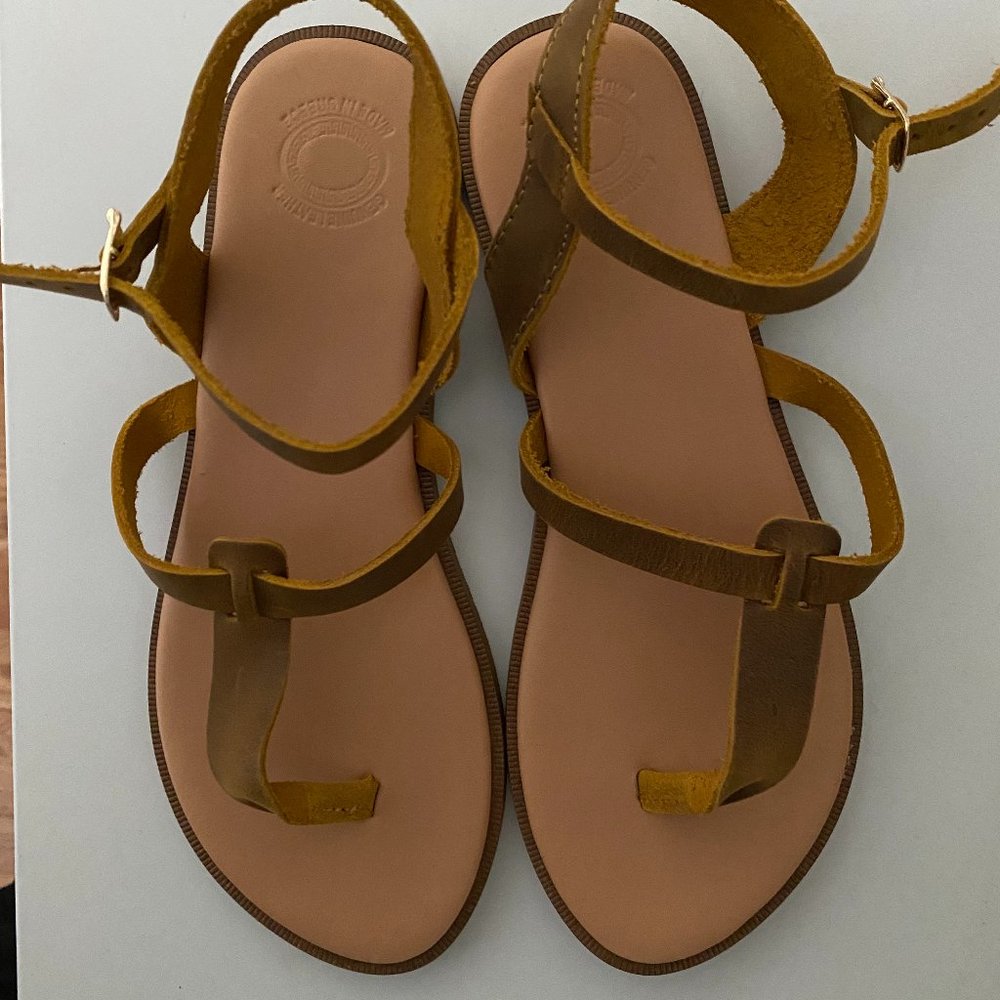 Genuine Leather Greek Sandals - Size 7